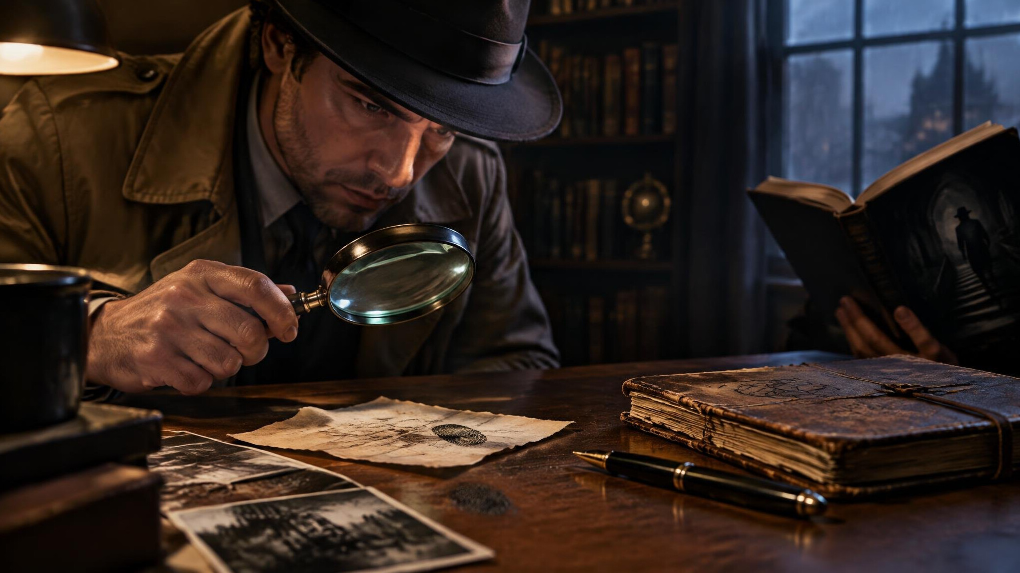 detective with magnifying glass