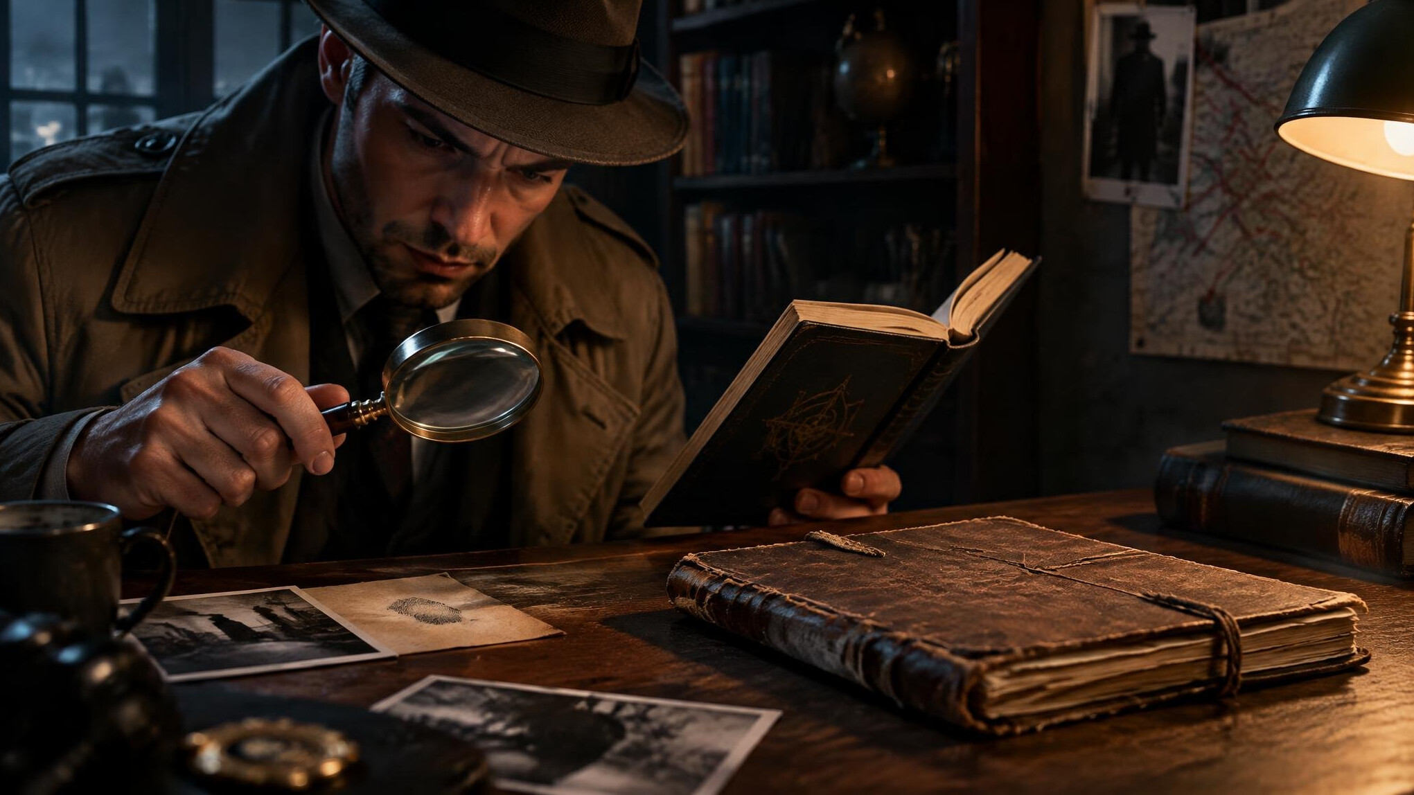 detective with magnifying glass