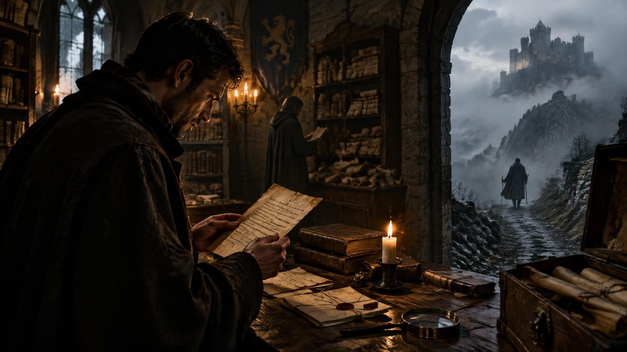 detective reading old letters