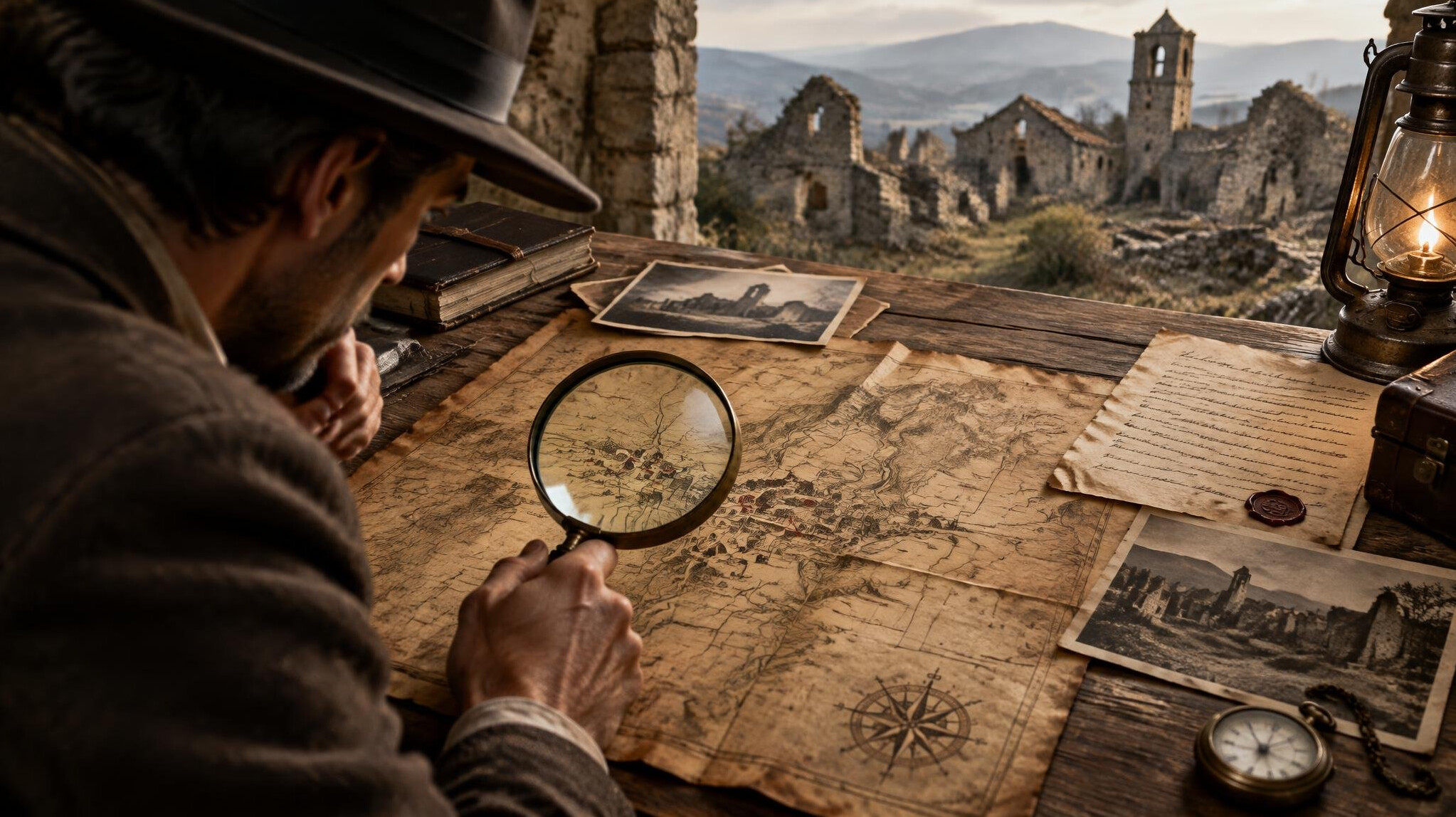 vintage map on table